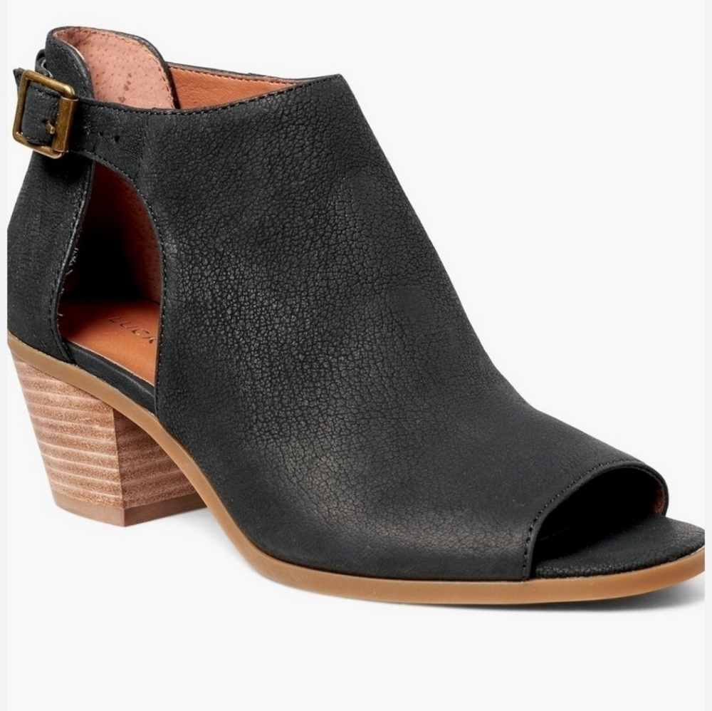 Lucky Brand Women Barimo  Ankle Leather Barimo Boots open toe sz 7M